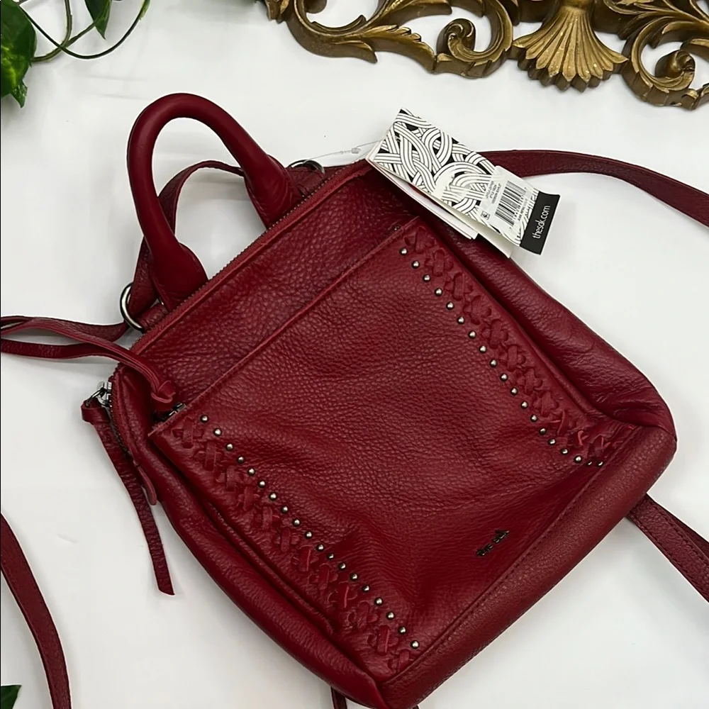 NWT The Sak Red Leather Backpack with Braided Detailing